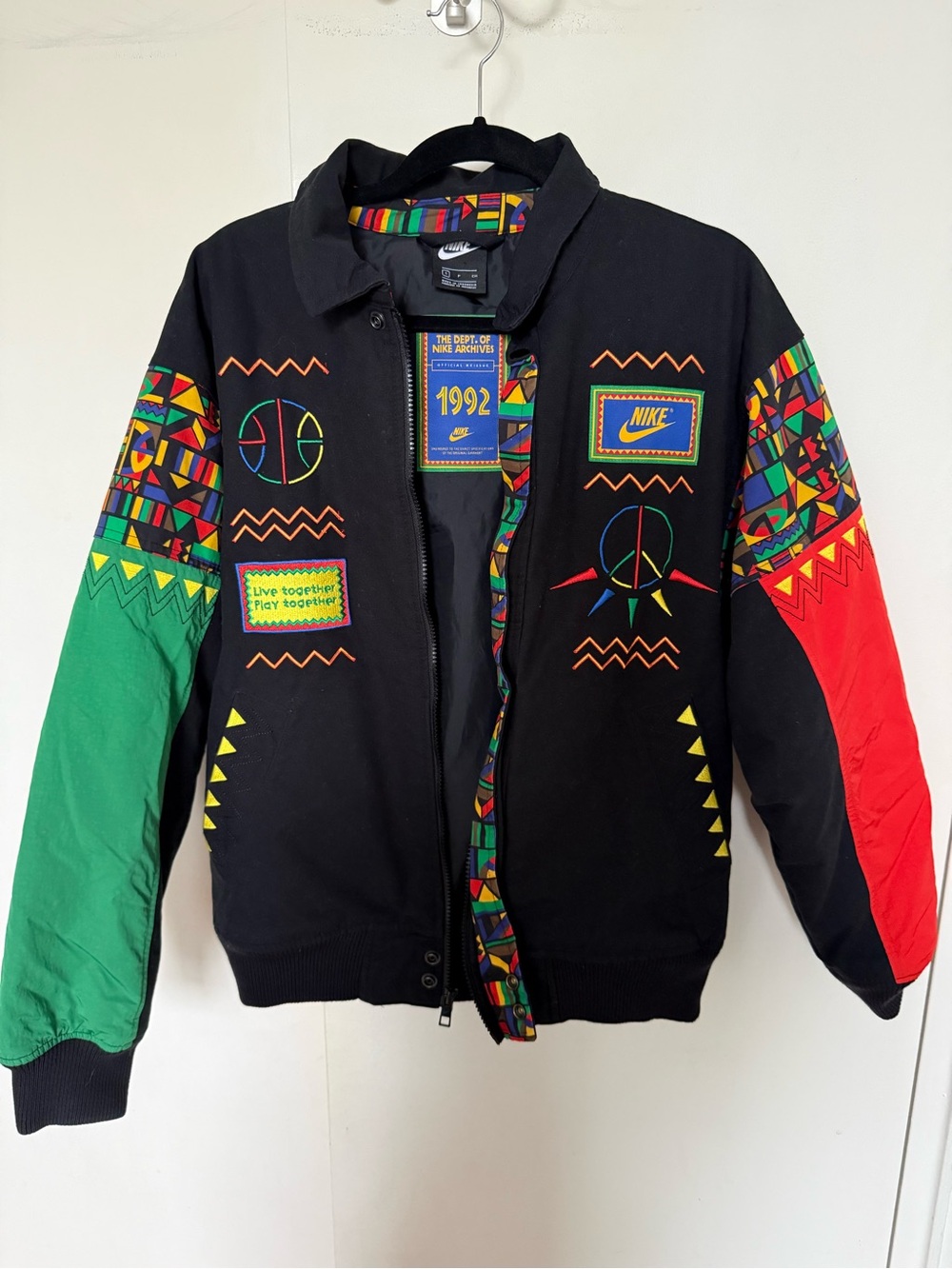 Nike Black Jacket with Green & Red Colorblock and Multicolor Accents